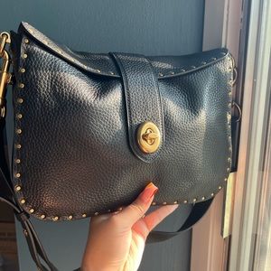 Coach Black Pebbled Leather Shoulder Bag with Gold Hardware